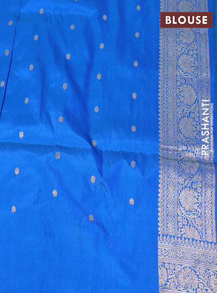 Banarasi uppada silk saree dual shade of blue with allover zari woven brocade weaves and zari woven border