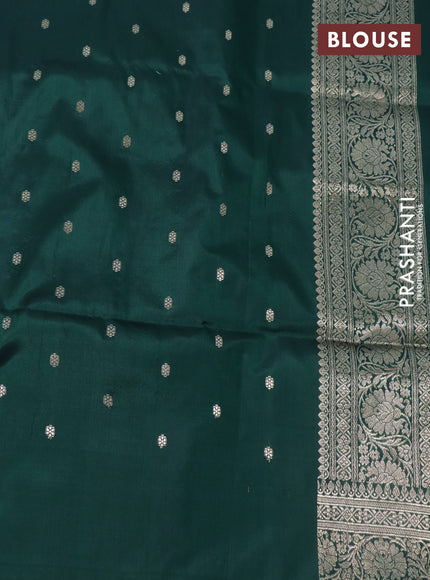 Banarasi uppada silk saree dark green with allover zari woven brocade weaves and zari woven border