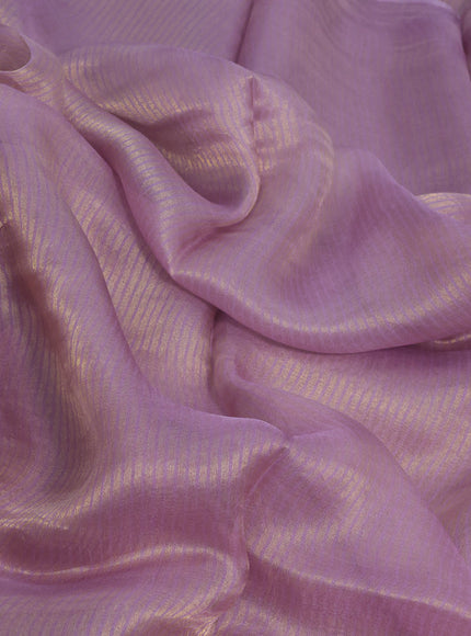 Organza crushed tissue silk saree pastel purple and mustard yellow with plain body in borderless style