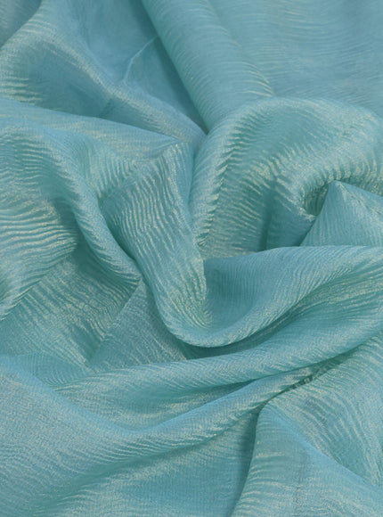 Organza crushed tissue silk saree pastel blue and pink shade with plain body in borderless style