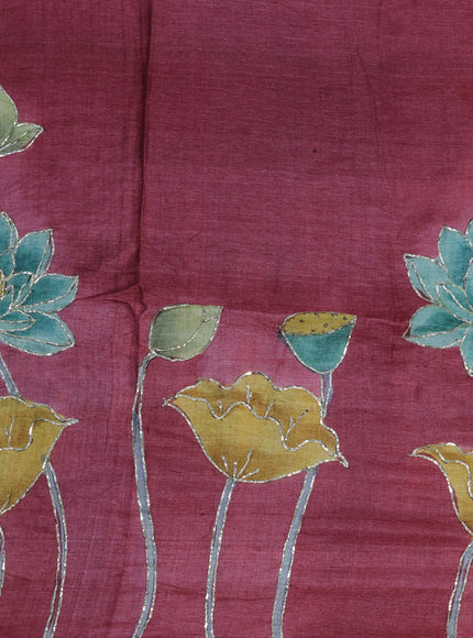 Organza crushed tissue silk saree light blue and maroon with plain body in borderless style