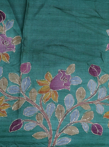 Organza crushed tissue silk saree pastel pink and green with plain body in borderless style