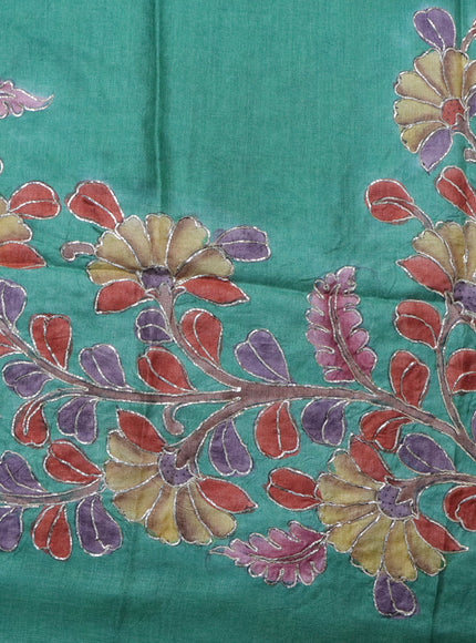 Organza crushed tissue silk saree pink shade and green with plain body in borderless style