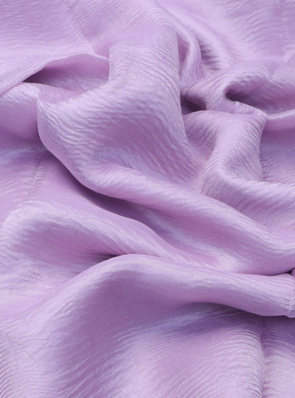 Organza crushed tissue silk saree lavender shade and green with plain body in borderless style