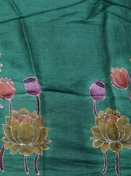 Organza crushed tissue silk saree lavender shade and green with plain body in borderless style