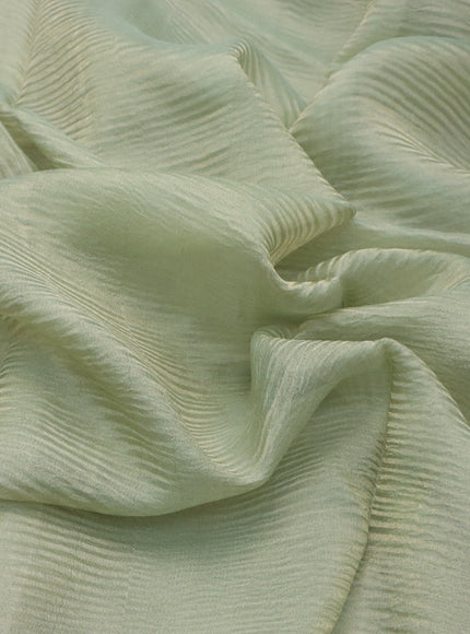 Organza crushed tissue silk saree pastel green and grey shade with zari weaves in borderless style