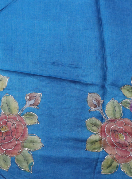 Organza crushed tissue silk saree light pink and cs blue with plain body in borderless style