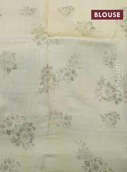 Pure organza silk saree cream with allover floral digital prints and zari woven border