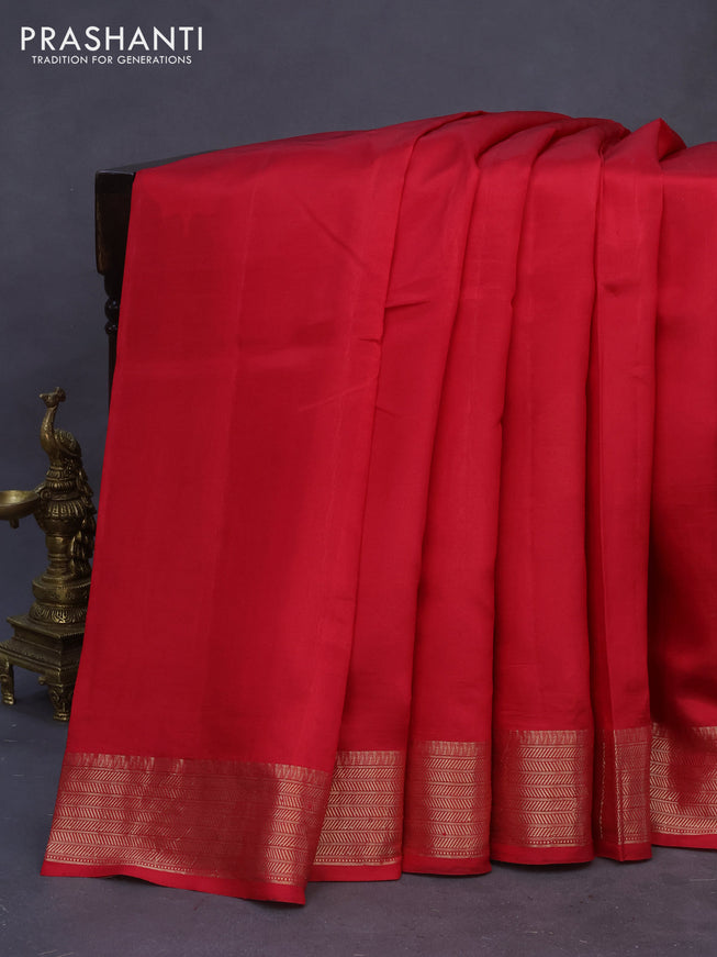 Poona silk saree red with zari woven buttas and zari woven border