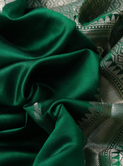 Poona silk saree green and deep purple with zari woven buttas and zari woven border