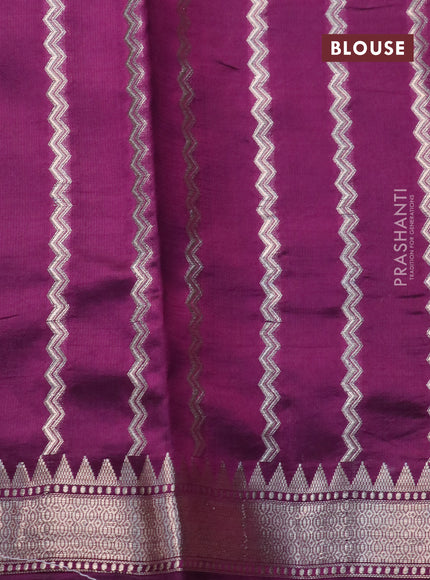 Poona silk saree green and deep purple with zari woven buttas and zari woven border