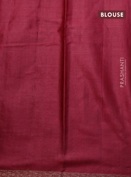 Banarasi tussar silk saree blue and maroon with allover thread & zari weaves and piping border