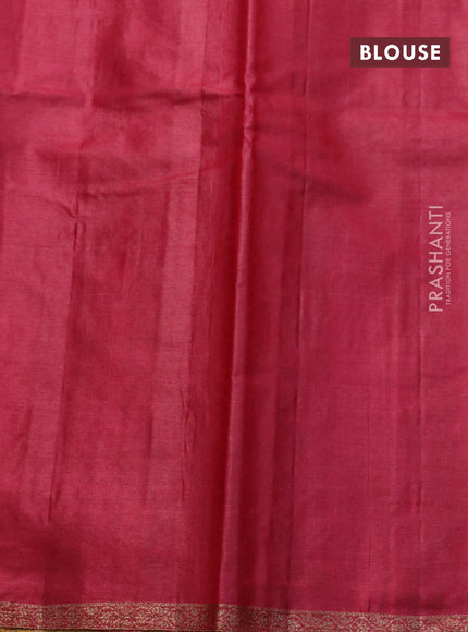 Banarasi tussar silk saree mustard yellow and maroon with allover thread & zari weaves and piping border