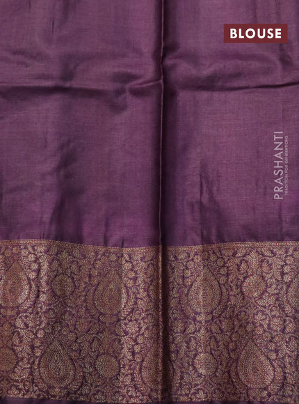 Banarasi tussar silk saree sap green and wine shade with thread & zari woven buttas and banarasi style border