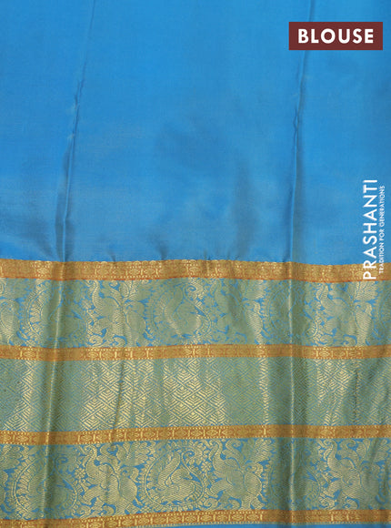 Pure kanchipuram silk saree pastel green shade and blue with allover pen kalamkari hand painted prints and long rich zari woven border