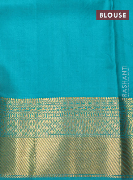 Pure kanchipuram silk saree maroon and teal green with allover self emboss & buttas and zari woven border