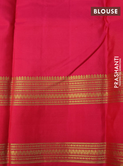 Pure kanchipuram silk saree dual shade of orange and pink with zari woven buttas and rettapet long zari woven border