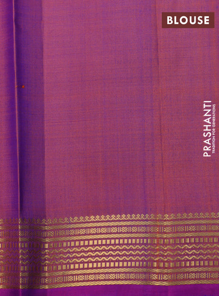 Pure kanchipuram silk saree royal blue and dual shade of purple with plain body and zari woven border