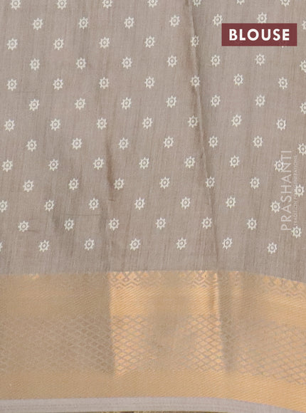 Semi dola saree grey shade with allover warli prints and zari woven border