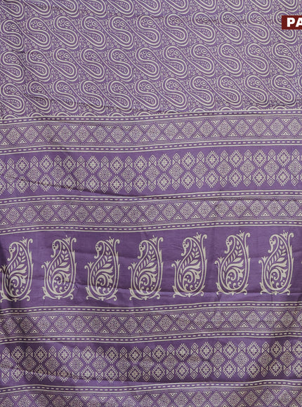 Semi dola saree pastel lavender with allover prints and zari woven border