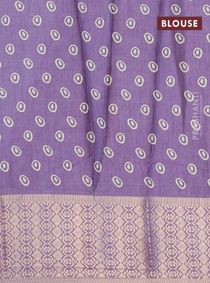 Semi dola saree pastel lavender with allover prints and zari woven border