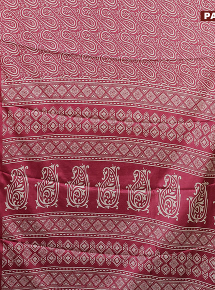 Semi dola saree onion pink with allover prints and zari woven border