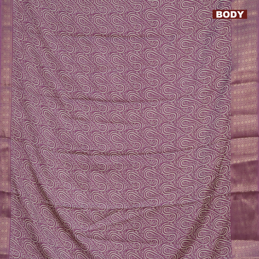 Semi dola saree lavender shade with allover prints and zari woven border