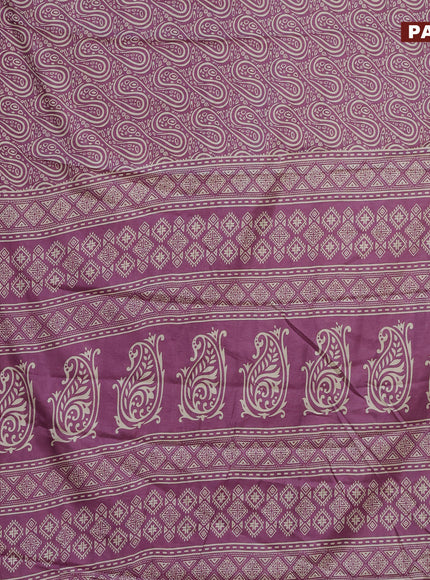 Semi dola saree lavender shade with allover prints and zari woven border