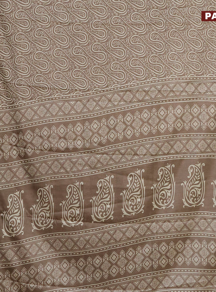 Semi dola saree grey shade with allover prints and zari woven border