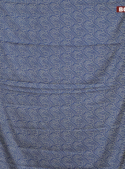 Semi dola saree blue with allover prints and zari woven border