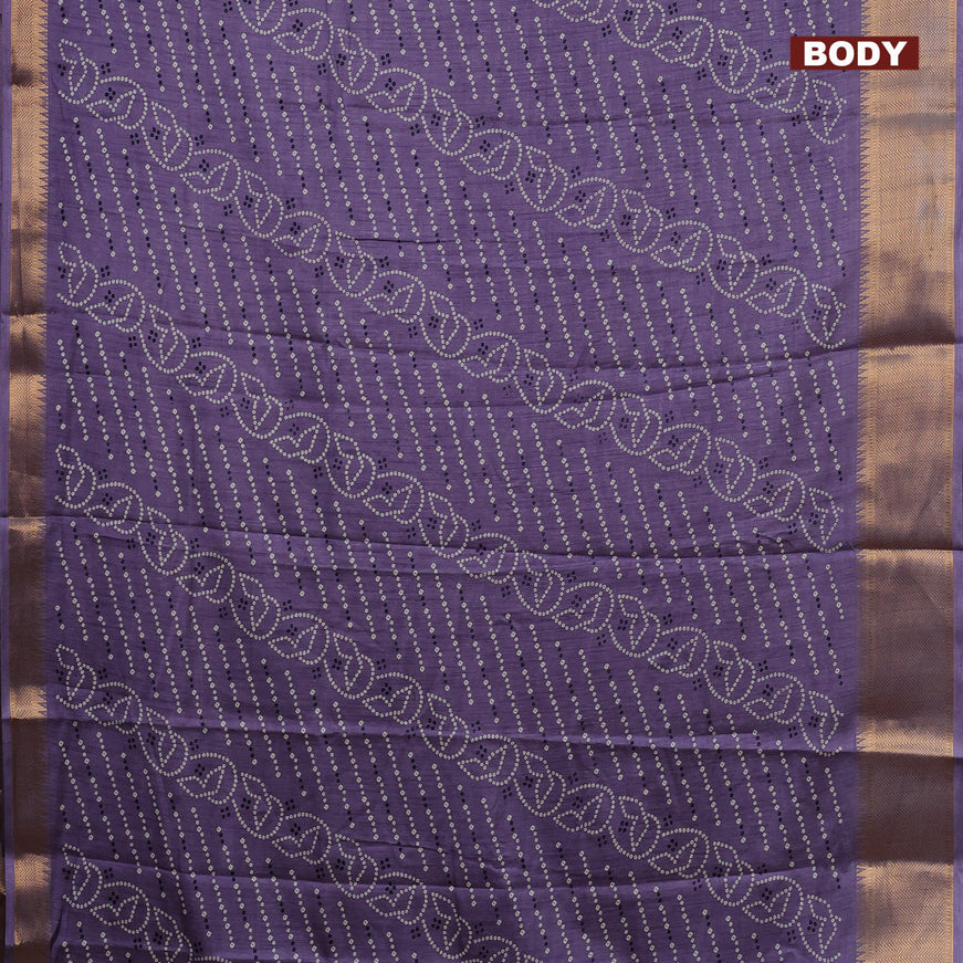 Semi dola saree pastel violet with allover prints and zari woven border