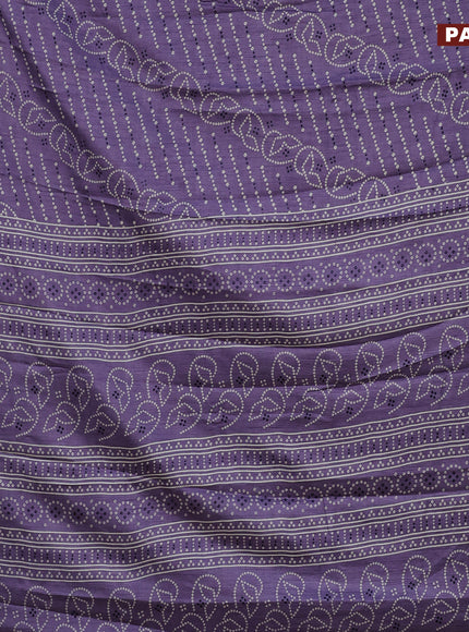 Semi dola saree pastel violet with allover prints and zari woven border