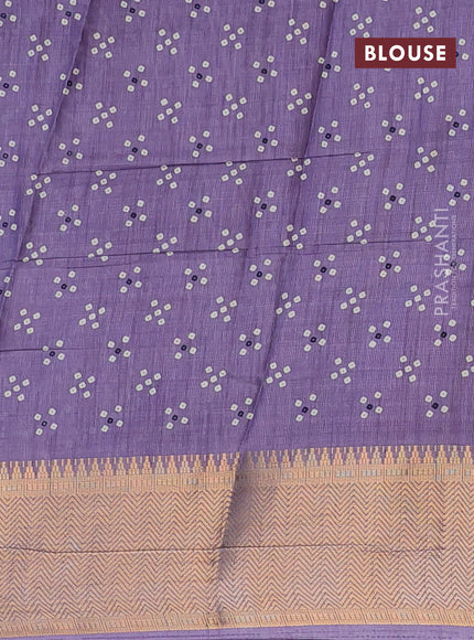 Semi dola saree pastel violet with allover prints and zari woven border