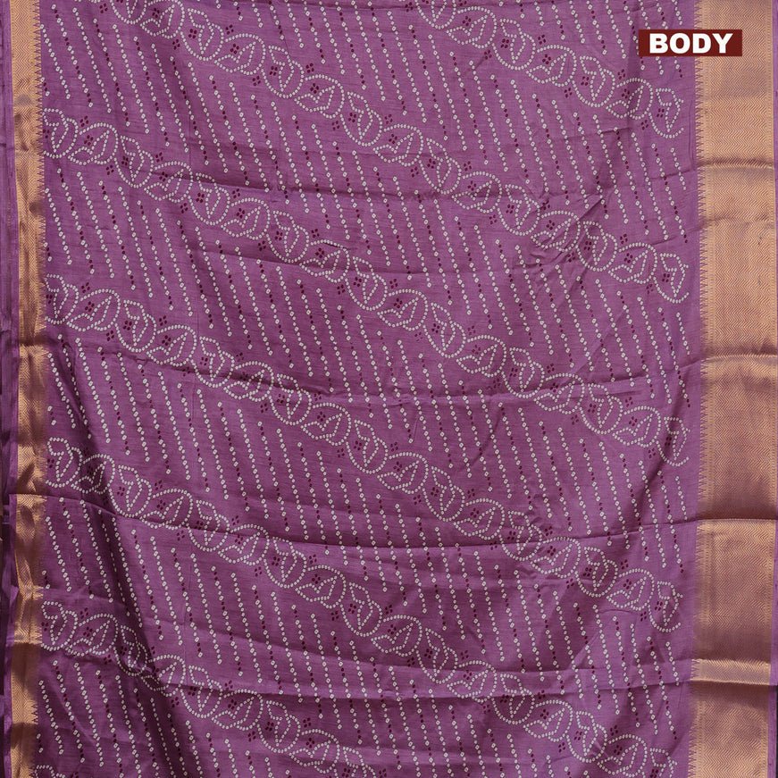 Semi dola saree mauve pink with allover prints and zari woven border