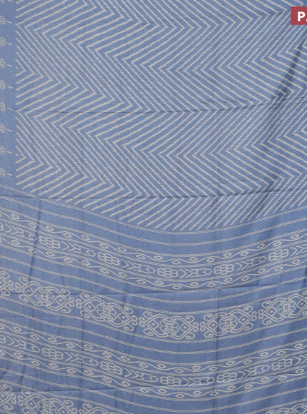 Semi dola saree pastel blue with allover zig zag ikat weaves and zari woven border