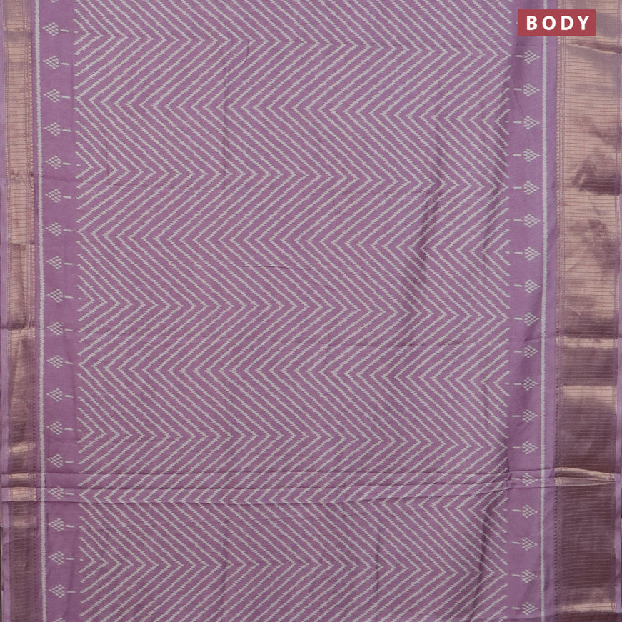 Semi dola saree lavender with allover zig zag ikat weaves and zari woven border