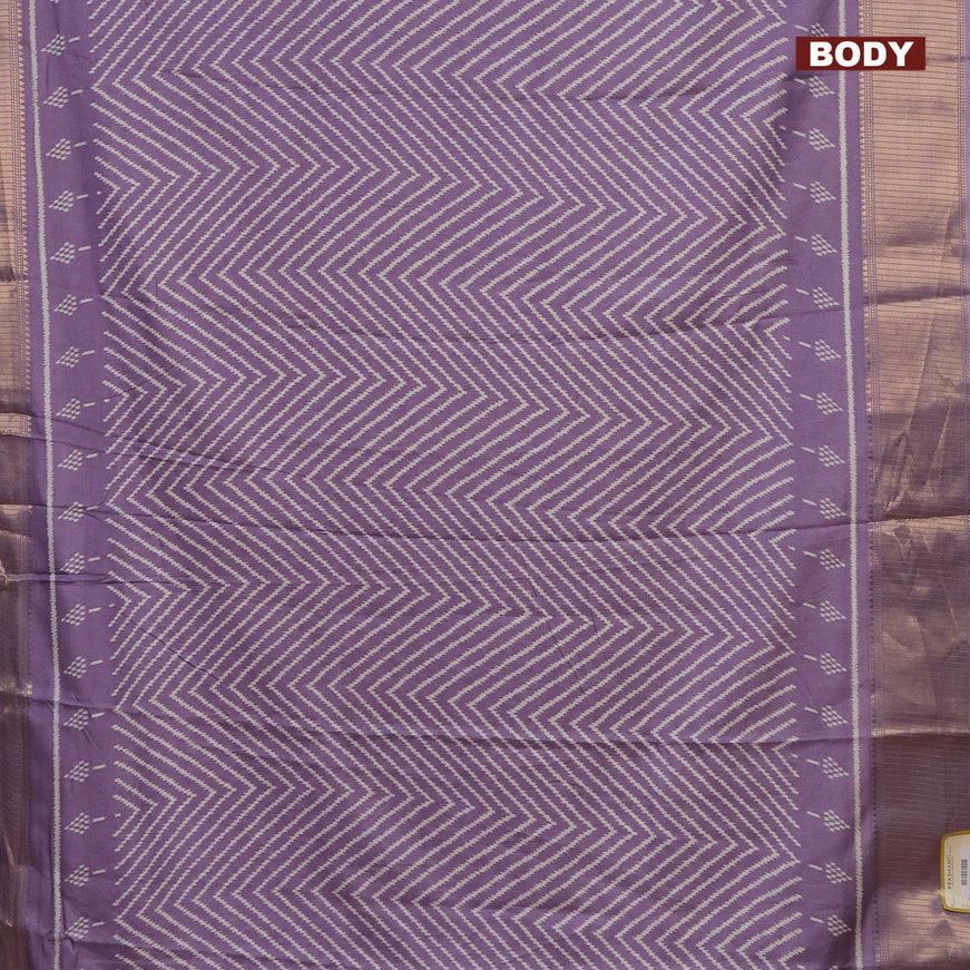 Semi dola saree pastel violet shade with allover zig zag ikat weaves and zari woven border