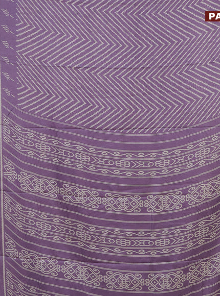 Semi dola saree pastel violet shade with allover zig zag ikat weaves and zari woven border