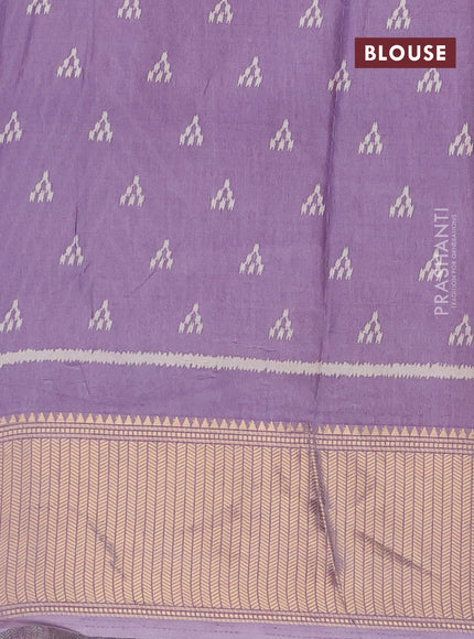 Semi dola saree pastel violet shade with allover zig zag ikat weaves and zari woven border