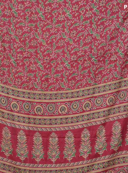 Semi dola saree onion pink with allover prints and zari woven border