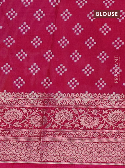 Semi dola saree blue and pink with allover leheriya style prints and zari woven border