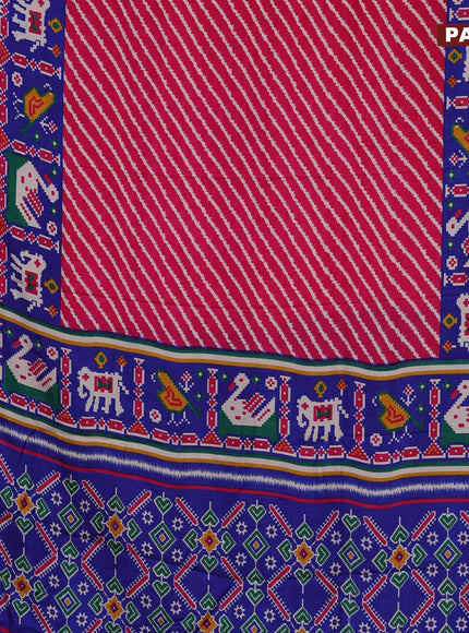 Semi dola saree pink and blue with allover leheriya style prints and zari woven border