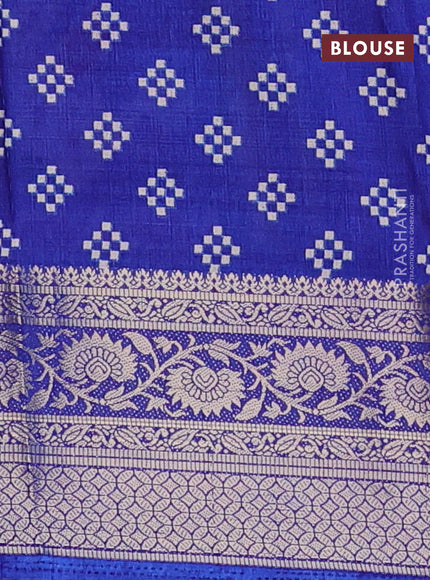 Semi dola saree pink and blue with allover leheriya style prints and zari woven border