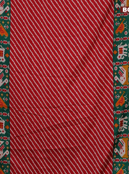 Semi dola saree red and green with allover leheriya style prints and zari woven border