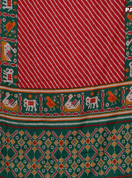 Semi dola saree red and green with allover leheriya style prints and zari woven border