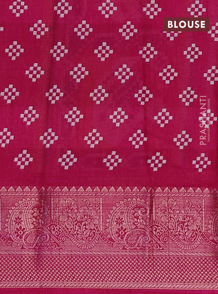 Semi dola saree peacock blue and pink with allover leheriya style prints and zari woven border