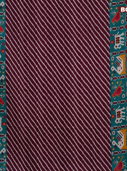 Semi dola saree wine shade and teal green with allover leheriya style prints and zari woven border