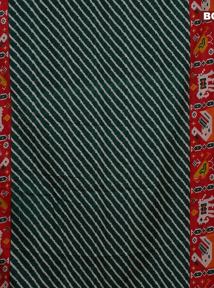 Semi dola saree green and red with allover leheriya style prints and zari woven border