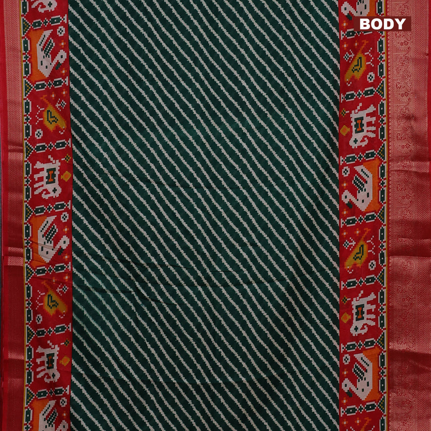 Semi dola saree green and red with allover leheriya style prints and zari woven border