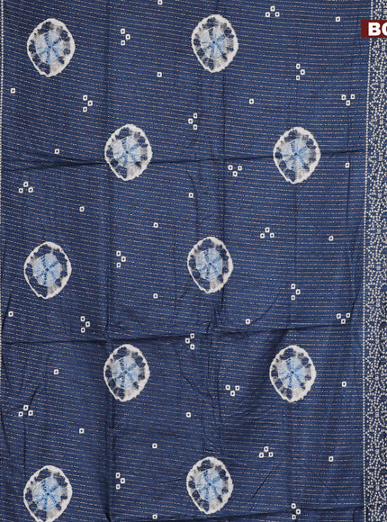 Semi dola saree dark peacock blue with allover zari weaves & butta prints and zari woven border